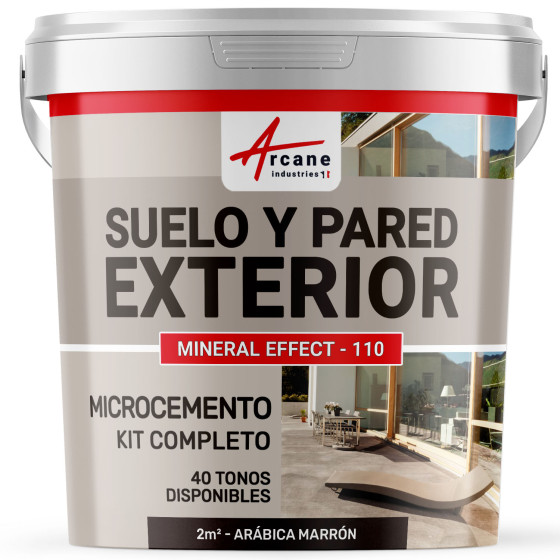 KIT BETÓN CIRÉ EXTERIOR - Betón alisado para suelos - paredes - terrazas y escaleras - Arábica Marrón - 2 m² (en 2 capas)
