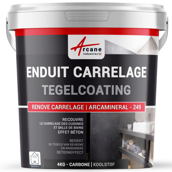 Muur- en vloertegelpasta voor badkamer en keuken - ARCAMINERAL -249 Kleur:Koolstof - 4 kg (ongeveer 2.6 m²)