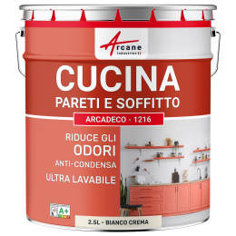 Vernice per cucina beige lavabile. muro e soffitto: ARCADECO - 1216 Bianco Crema - 2.5 L