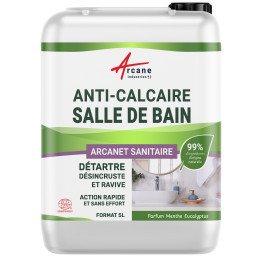 Nettoyant Salle de Bain Anti-Calcaire Naturel - Certifié Ecocert : ARCANET Sanitaire - Liquide Transparent - 5 L
