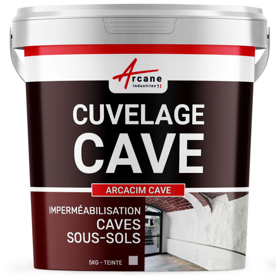 Enduit de cuvelage pour cave sous-sols garage : ARCACIM CAVE-5Kg-Gris-Couleur / Aspect