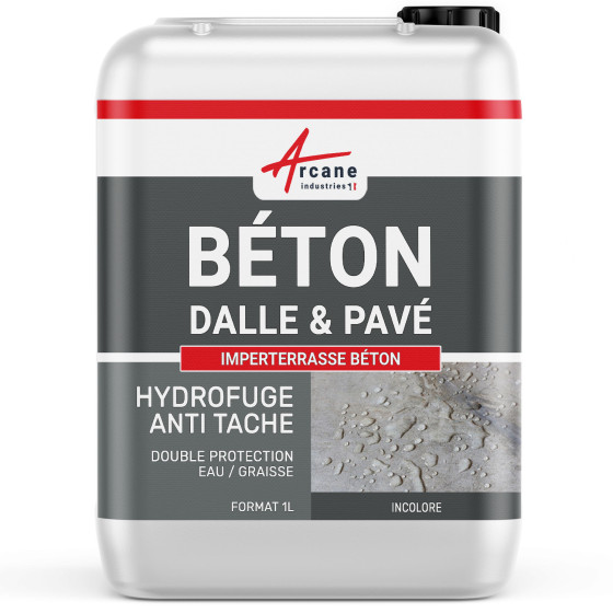 Hydrofuge imperméabilisant béton terrasse et dalles poreuses: IMPERTERRASSE BETON-1L-jusqua-5m2-Incolore-Couleur / Aspect