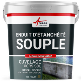 Enduit d'étanchéité souple pour PISCINE HORS SOL , CUVE , CITERNE , CHATEAU D'EAU (ACS) - ARCACIM S2 AQUA