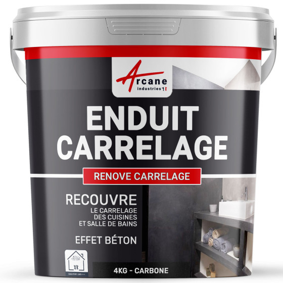 Enduit carrelage mur et sol pour salle de bain cuisine - RENOVE CARRELAGE-4Kg-Carbone-Aspect / Couleur