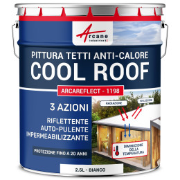Vernice per tetti Coolroof: ARCAREFLECT - 1198 2.5 L Bianco