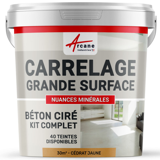 KIT BETON CIRE SUR CARRELAGE GRANDE SURFACE-Kit-30m2-Cedrat-Jaune-Aspect / Couleur